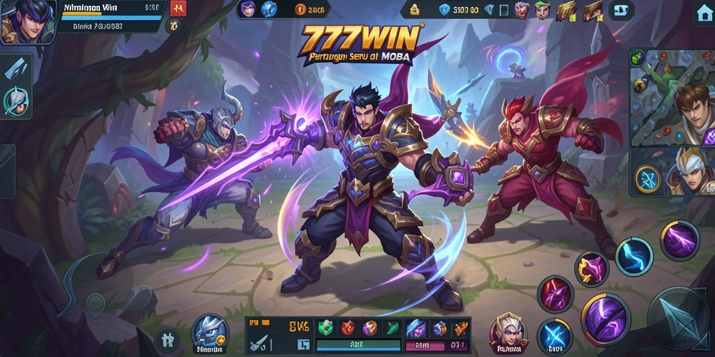 Tampilan seru gameplay MOBA di 777WIN saat pertarungan tim.
