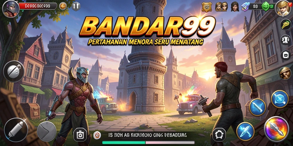 Tampilan menarik dan mendebarkan dari gameplay Tower Defense BANDAR99.