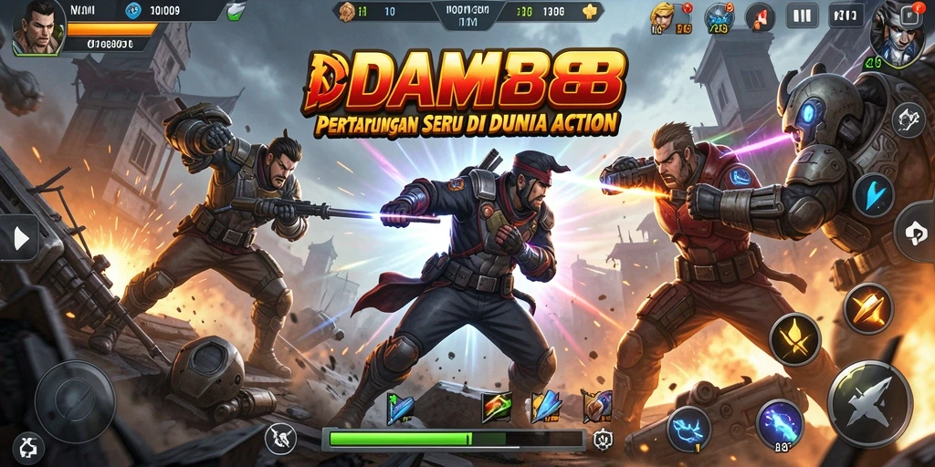 Tampilan gameplay menyerupai pertarungan seru dalam DAM88.