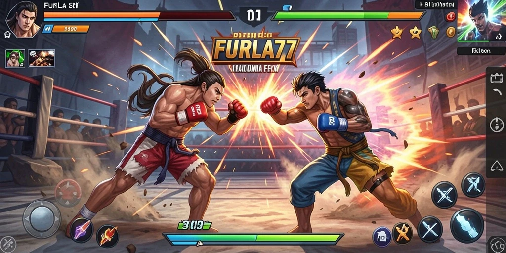Tampilan gameplay Fighting yang mendebarkan di FURLA77.