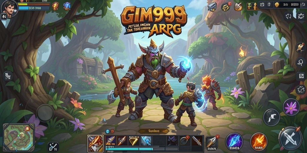 Menampilkan aksi seru dalam permainan ARPG GIM999.