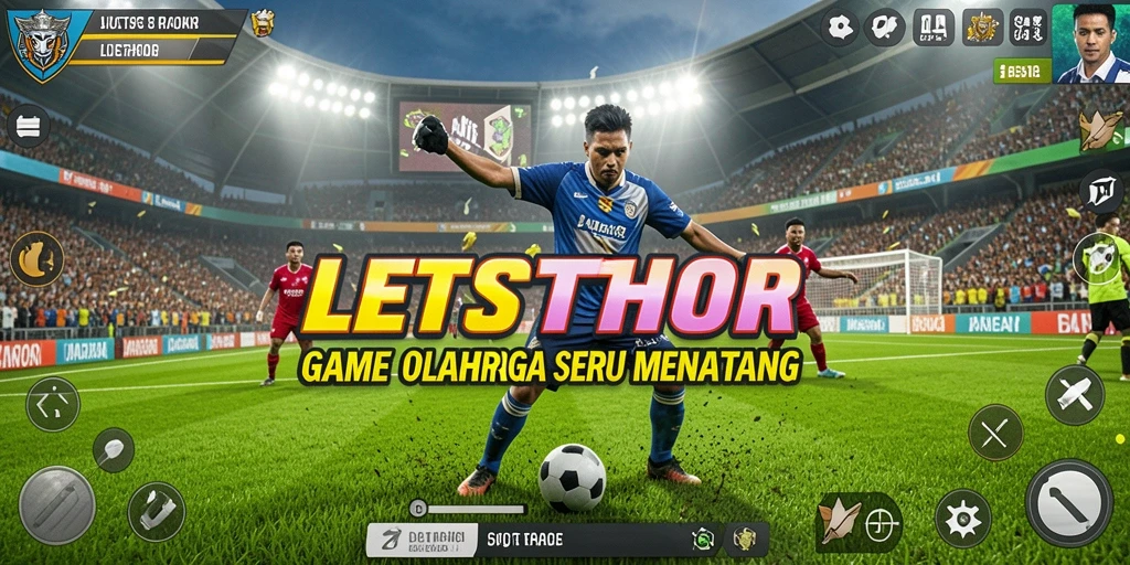 Tangkapan layar utama LETSTHOR menampilkan aksi seru dalam permainan olahraga.
