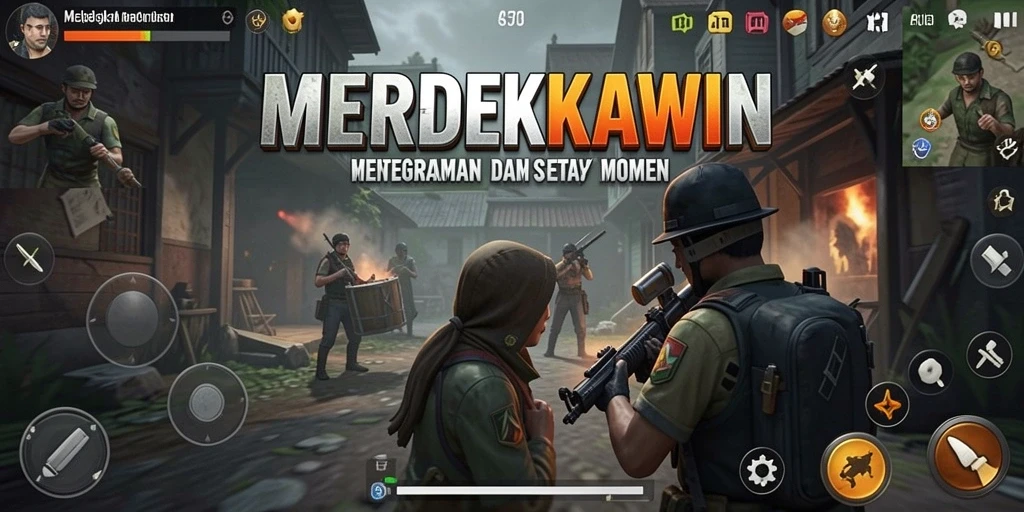 Screenshot gameplay MERDEKAWIN yang menampilkan situasi mencekam.