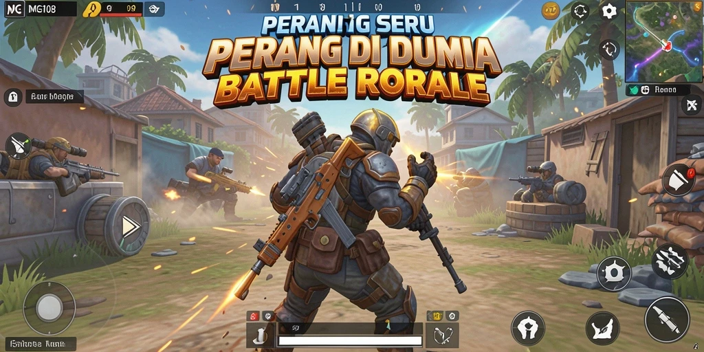 Tangkapan layar MG108 menunjukkan visual menegangkan dari pertempuran Battle Royale.