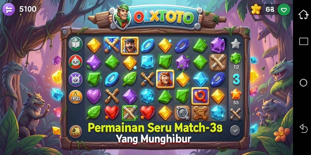 Gameplay match-3 yang seru dan penuh warna di OLXTOTO.