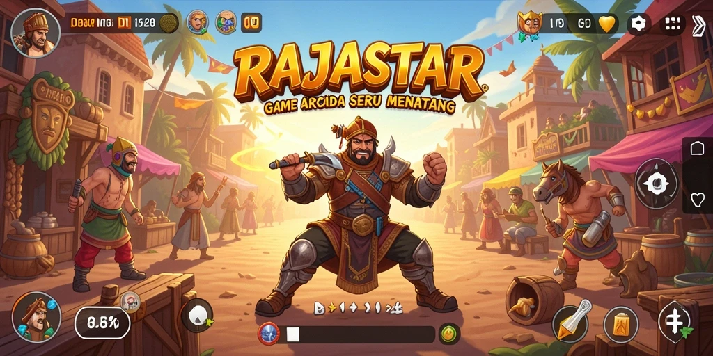 Screenshot utama menunjukkan aksi gameplay seru dari RAJASTAR.