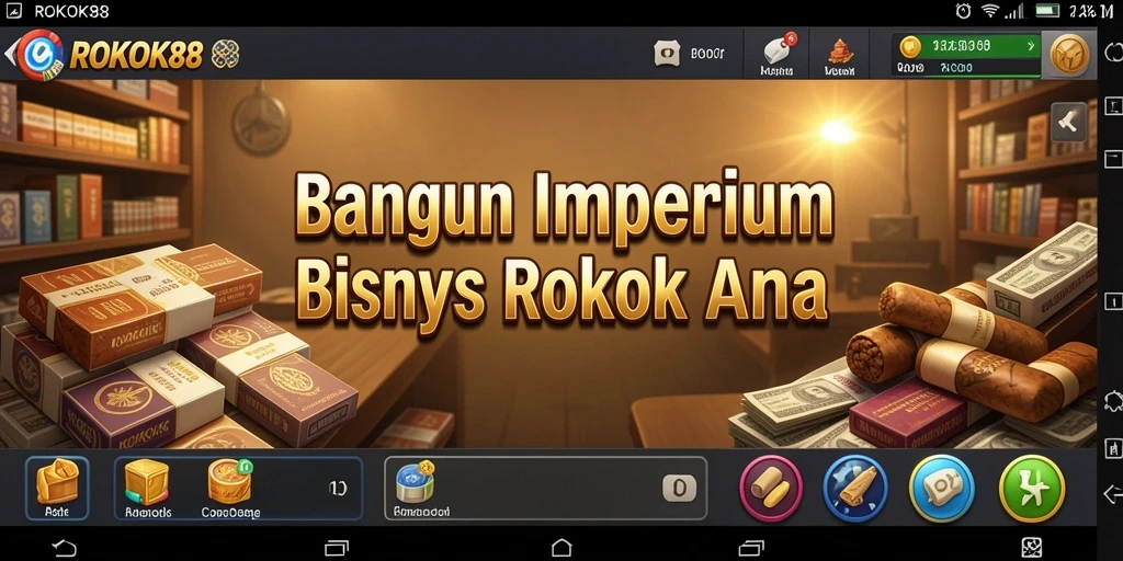 Screenshot ROKOK88 menampilkan aksi seru dalam membangun bisnis Tycoon rokok.