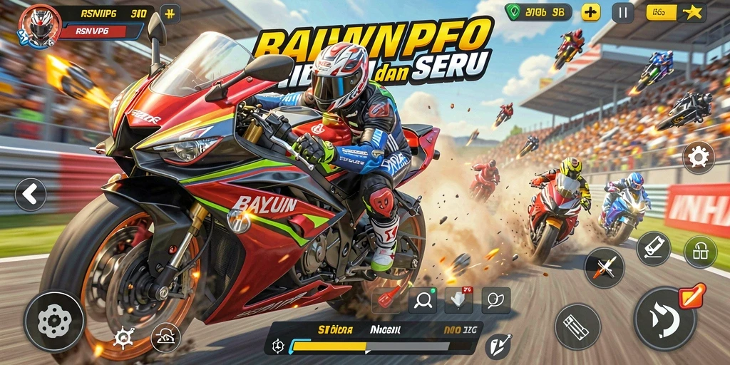 Tampilan gameplay menarik RSNVIP6 dengan balapan penuh adrenalin.