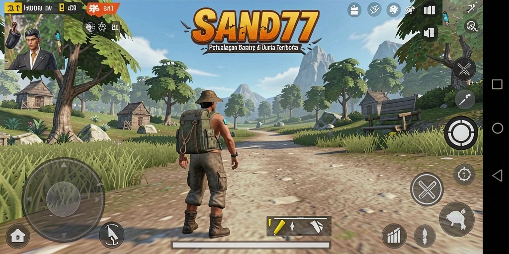Gameplay SAND77 menampilkan dunia terbuka yang menakjubkan.