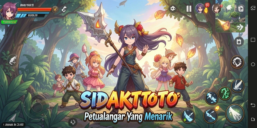 Screenshot menunjukkan karakter anime dalam aksi penuh.