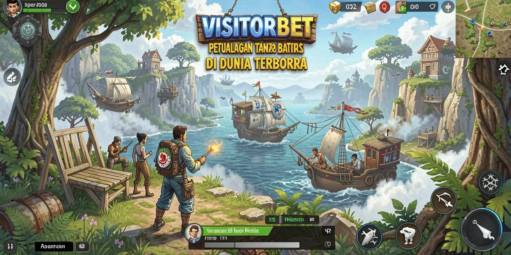 Screenshot gameplay <strong>VISITORBET</strong> yang menunjukkan eksplorasi dunia terbuka.