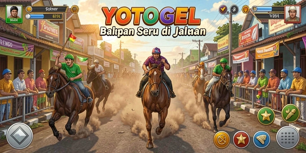 Gameplay balapan intens di YOTOGEL dengan kendaraan yang bertenaga.